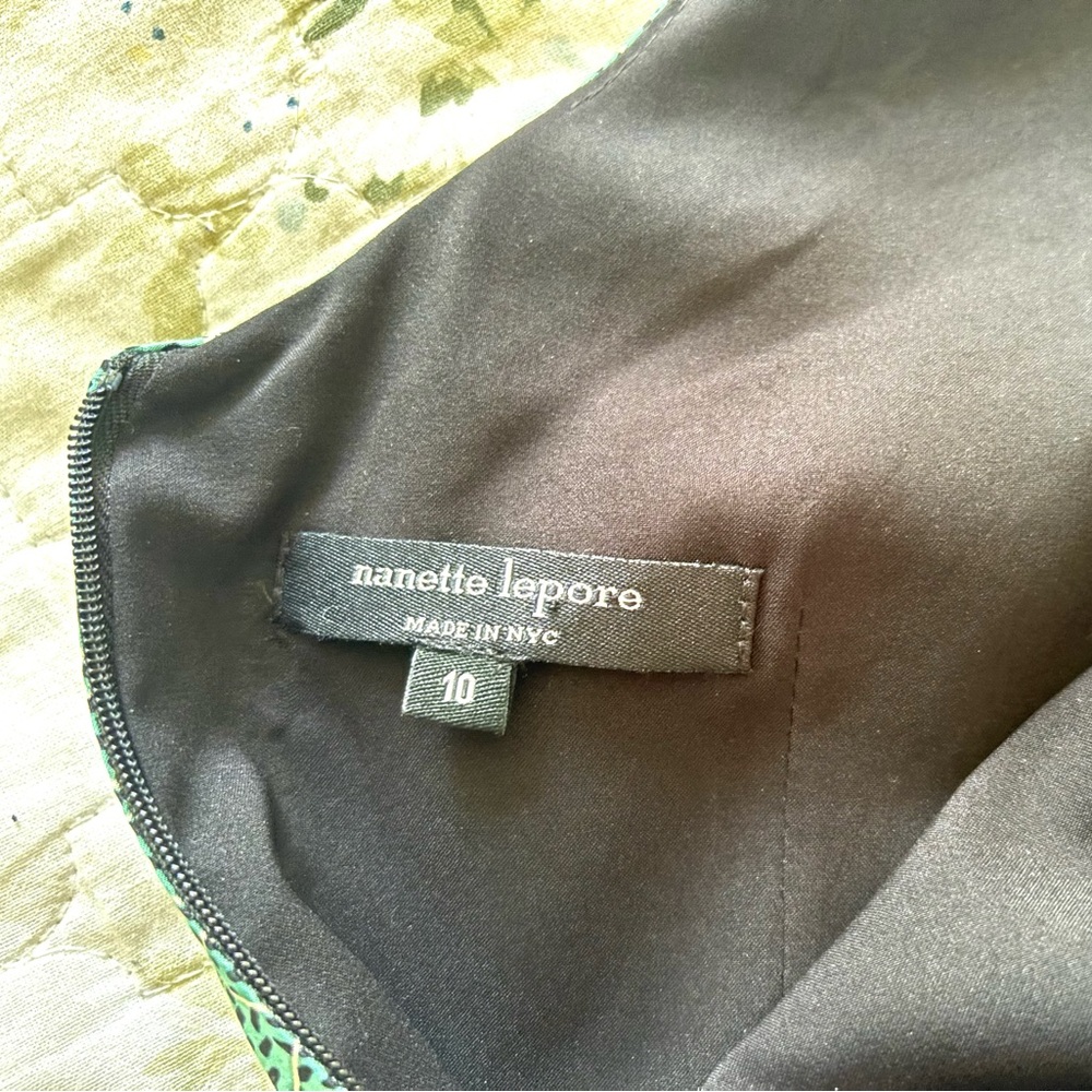 $298 Nanette Lepore Green Silk Dress Fit & Flare size 8-10 NWOT - Picture 10 of 12